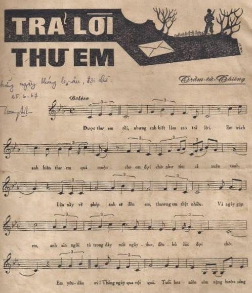 Sheet nhạc Trả Lời Thư Em